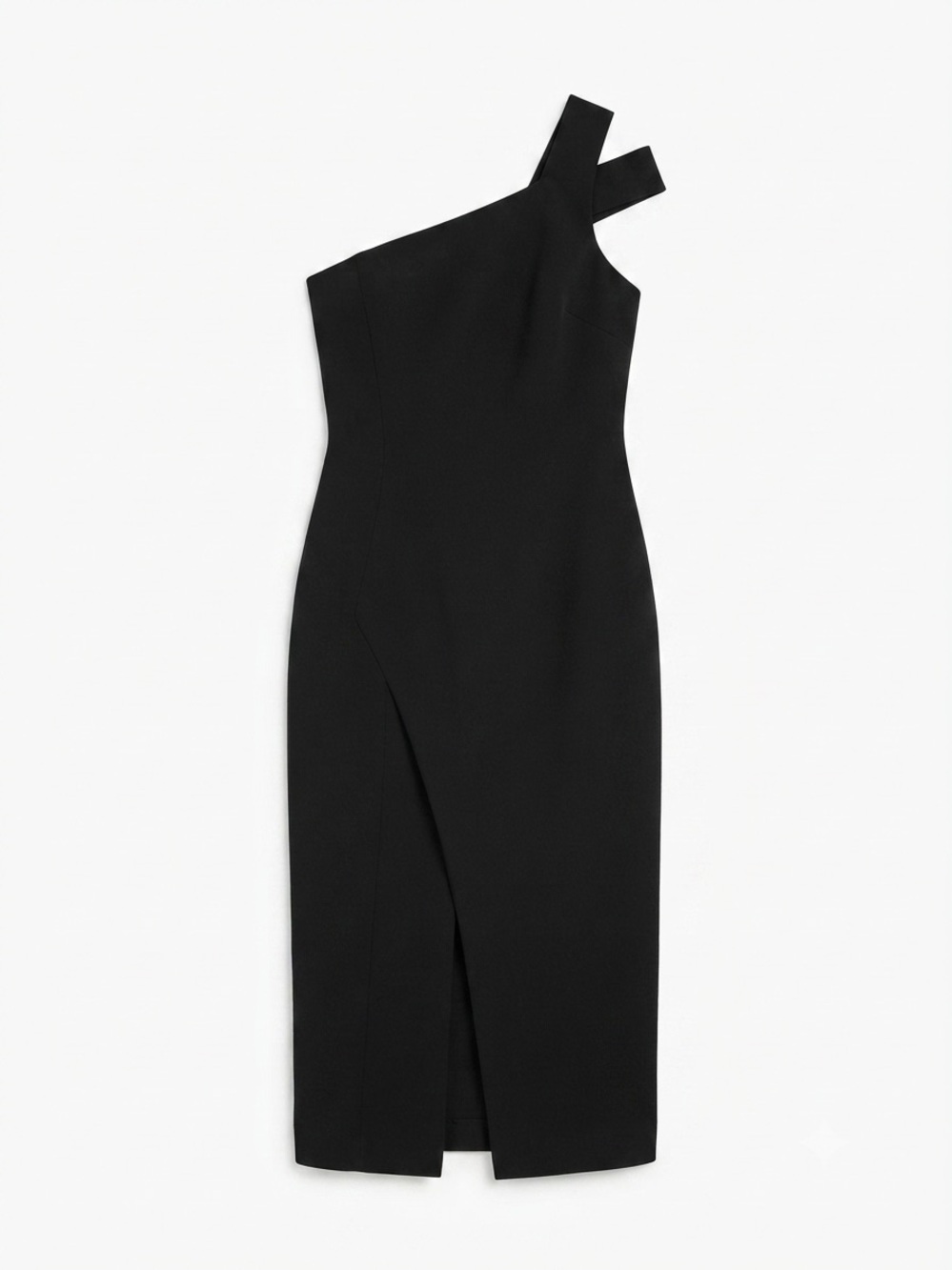 Likely Black One-Shoulder Asymmetric Midi Dress